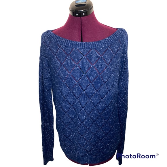 Banana Republic Sweaters - Banana Republic Heritage long sleeve sweater. Blue with silver metallic.